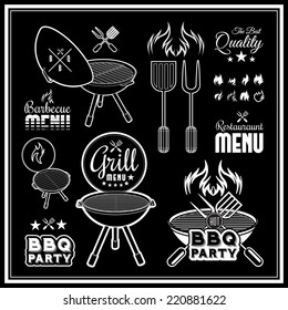 Barbecue grill vector illustration on black background