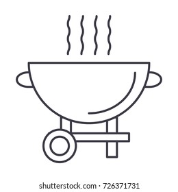barbecue grill vector line icon, sign, illustration on background, editable strokes