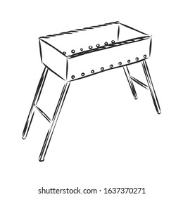 barbecue grill, vector sketch illustration