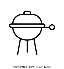 Barbecue grill vector, Summer party related line style icon