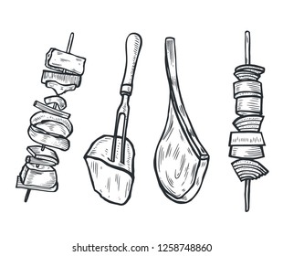 Barbecue grill Vintage vector engraving illustration. Isolated on white background