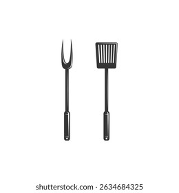 Churrasco Grilling Fork e espátula Ícone design de vetor plano