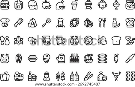 Barbecue and grilling icons High-Quality Vector Icons Collection with Editable Stroke. Ideal for Professional and Creative Projects