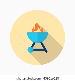 Barbecue grills icon, Vector flat long shadow design. EPS10
