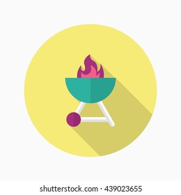 Barbecue grills icon, Vector flat long shadow design. EPS10