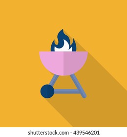 Barbecue grills icon, Vector flat long shadow design. EPS10