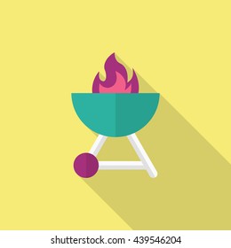 Barbecue grills icon, Vector flat long shadow design. EPS10