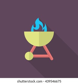 Barbecue grills icon, Vector flat long shadow design. EPS10