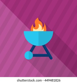 Barbecue grills icon, Vector flat long shadow design. EPS10