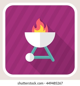Barbecue grills icon, Vector flat long shadow design. EPS10
