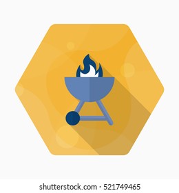 Barbecue grills icon, Vector flat long shadow design. EPS10