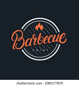 Barbecue hand written lettering logo, label, badge, sign, emblem. Vintage retro style. Isolated on background. Vector illustration