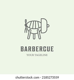 barbecue hot food line art logo minimalist design steak hot