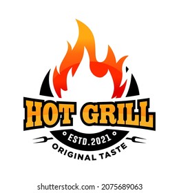 barbecue hot grill vintage logo
