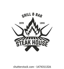 Barbecue house logo template. BBQ, barbecue, grill and bar logo, label, badge