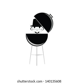 barbecue with human head vector illustration