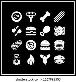 barbecue icon. 16 barbecue vector set. chicken leg, fire, chicken and burger icons for web and design about barbecue theme
