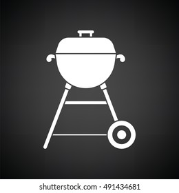 Barbecue  icon. Black background with white. Vector illustration.