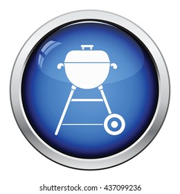 Barbecue  icon. Glossy button design. Vector illustration.