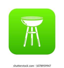 Barbecue icon green vector isolated on white background