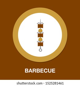 Barbecue Icon - Grilled Food Illustration, Restaurant Symbol - Cooking Meal