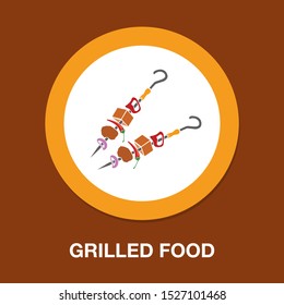 Barbecue Icon - Grilled Food Illustration, Restaurant Symbol - Cooking Meal