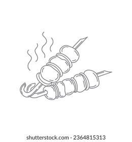 barbecue icon line art, editable stroke.