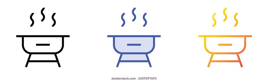 barbecue icon. Linear, Blue Fill and Gradient Style Design Isolated On White Background