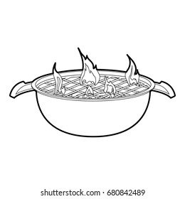 Barbecue icon in outline style isolated on white vector illustration