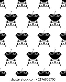 Barbecue Icon Seamless Pattern, Grill Icon, Bbq Icon Vector Art Illustration