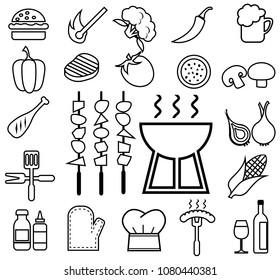 barbecue icon set line