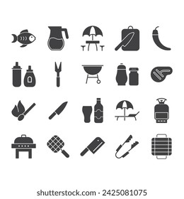 Conjunto de iconos de barbacoa Símbolo de canto