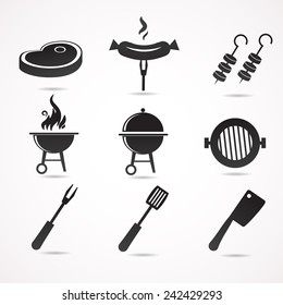 Barbecue icon set. Vector illustration.