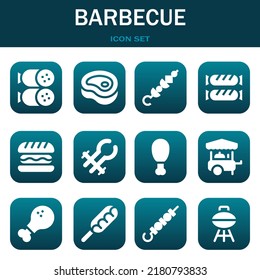 barbecue icon set. Vector  illustrations related with Salami, Meat and Skewer