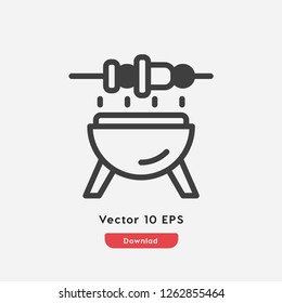Barbecue icon vector. Bbq symbol. Linear style sign for mobile concept and web design. Kebab symbol illustration. Pixel vector graphics - Vector.
