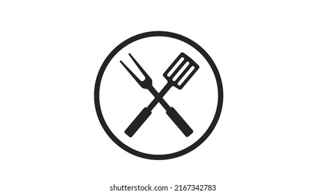 Barbecue icon. Vector black and white isolated illustration of barbecue or grill tools