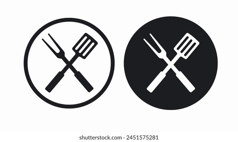 Icono de barbacoa. Ilustración aislada en blanco y negro de Vector de herramientas de barbacoa o parrilla