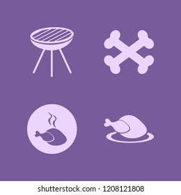 barbecue icon. barbecue vector icons set bones, grill and hot chicken