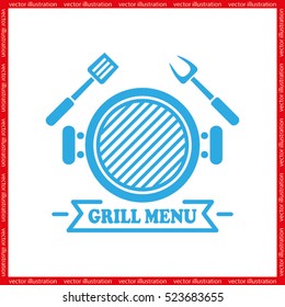 Barbecue icon vector illustration eps10. Isolated badge for website or app - stock infographics