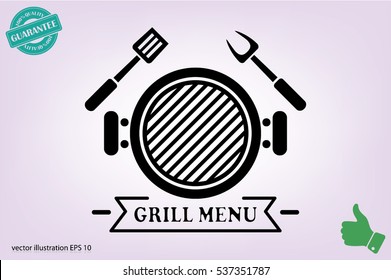 Grillsymbol, Vektorgrafik eps10. Einziger Button für Website oder App - Stockinformationen