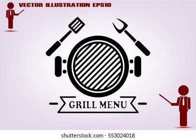 Barbecue icon vector illustration eps10. Isolated badge for website or app - stock infographics.