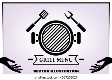 Barbecue icon vector illustration eps10. Isolated badge for website or app - stock infographics.