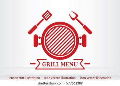 Barbecue icon vector illustration eps10. Isolated badge for website or app - stock infographics.