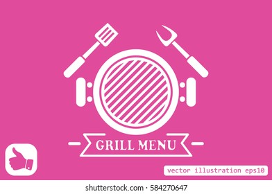 Barbecue icon vector illustration eps10. Isolated badge for website or app - stock infographics
