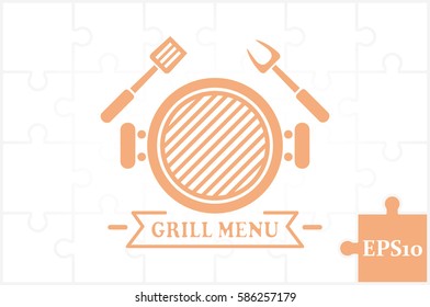 Barbecue icon vector illustration eps10. Isolated badge for website or app - stock infographics