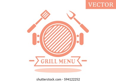 Barbecue icon vector illustration eps10. Isolated badge for website or app - stock infographics.