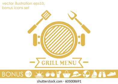 Barbecue icon vector illustration eps10. Isolated badge for website or app - stock infographics
