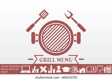 Barbecue icon vector illustration eps10. Isolated badge for website or app - stock infographics