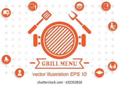 Barbecue icon vector illustration eps10. Isolated badge for website or app - stock infographics