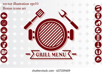 Barbecue icon vector illustration eps10. Isolated badge for website or app - stock infographics